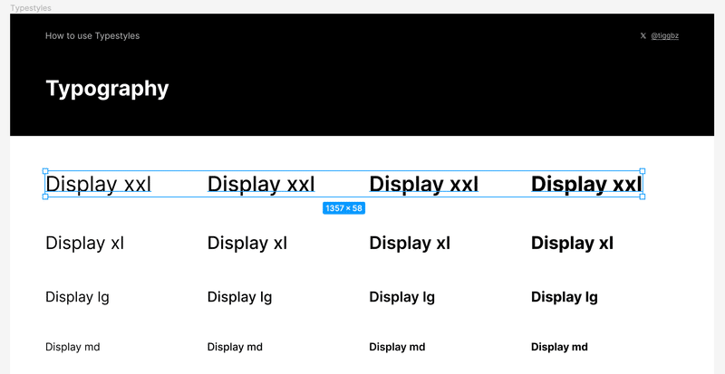 Display xxlの4種のウェイト違いを一括選択している画像