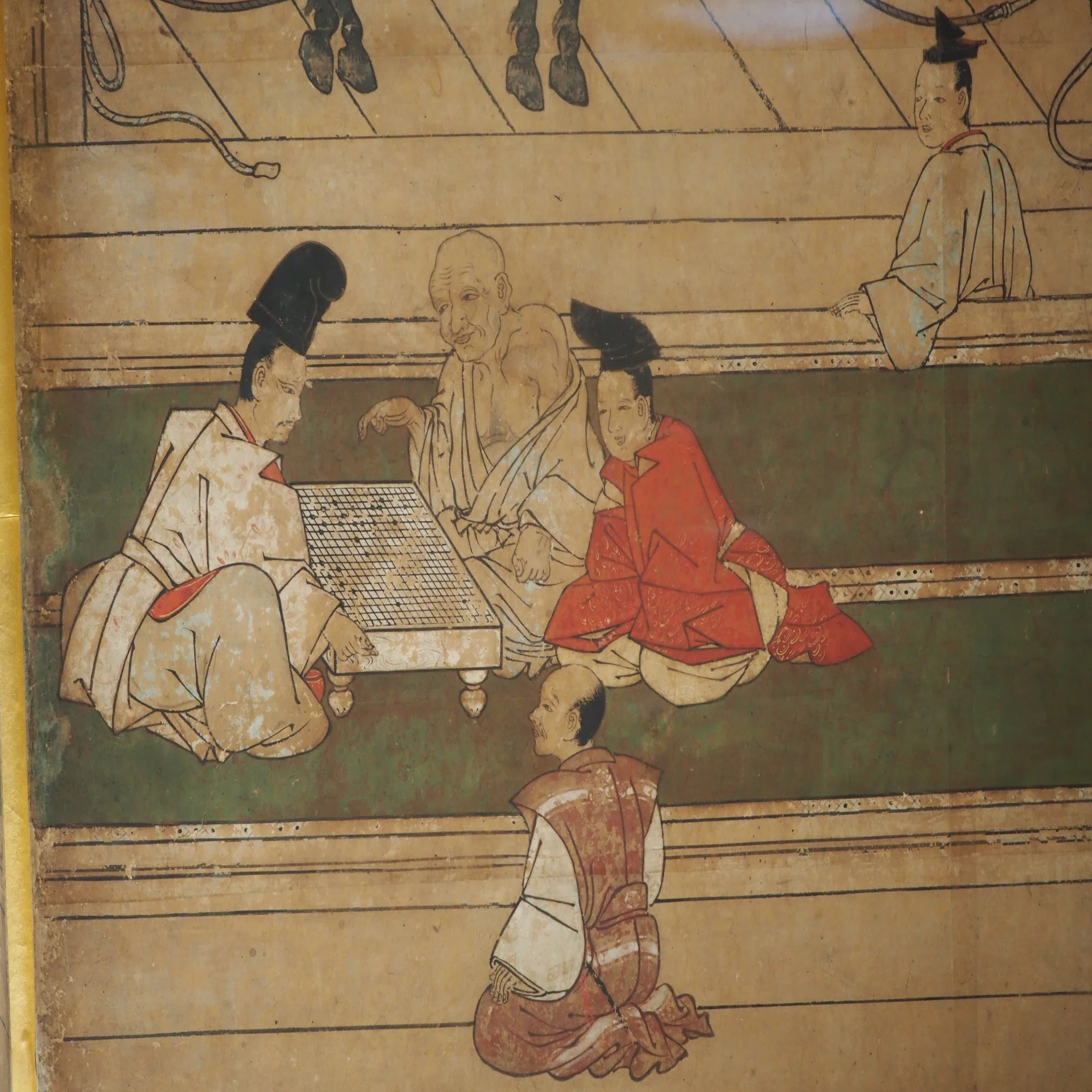 六頭の馬と室町時代の風俗が描かれた、めでたい《厩図屏風》 @東京国立 