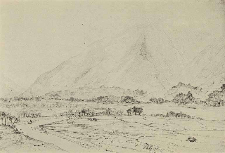 丸山晩霞。飛騨白川郷を写す・日本画。額も品の良い額です。 丸山晩霞_飛騨の旅(日本アルプス写生旅行)1898年｜kotoyo_sakiyama