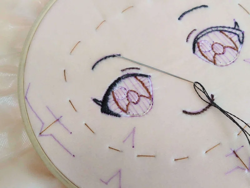 ぬいぐるみ(推しぬい)の顔の刺繍のやり方の話|きたがみ しなの