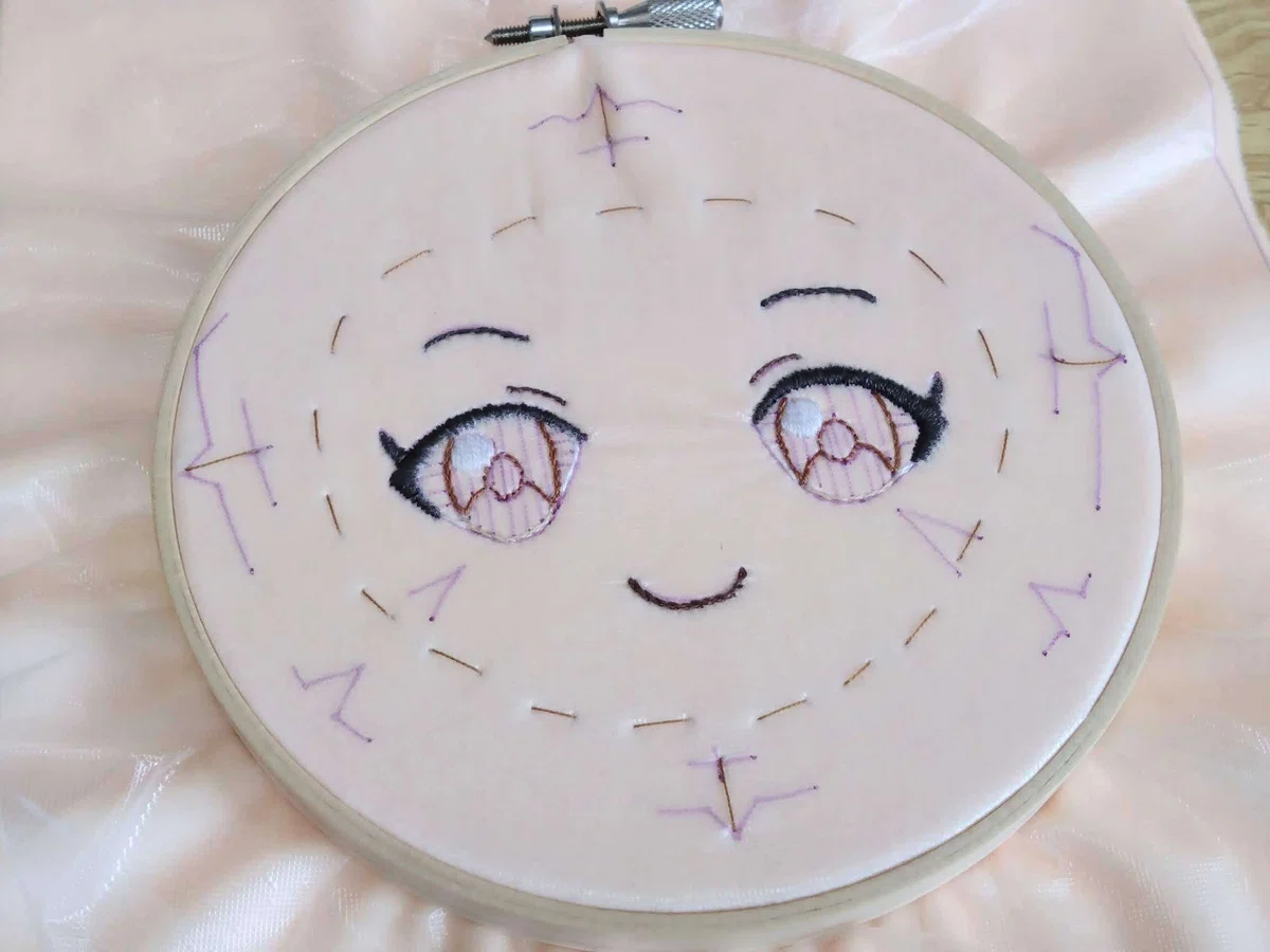 ぬいぐるみ(推しぬい)の顔の刺繍のやり方の話|きたがみ しなの