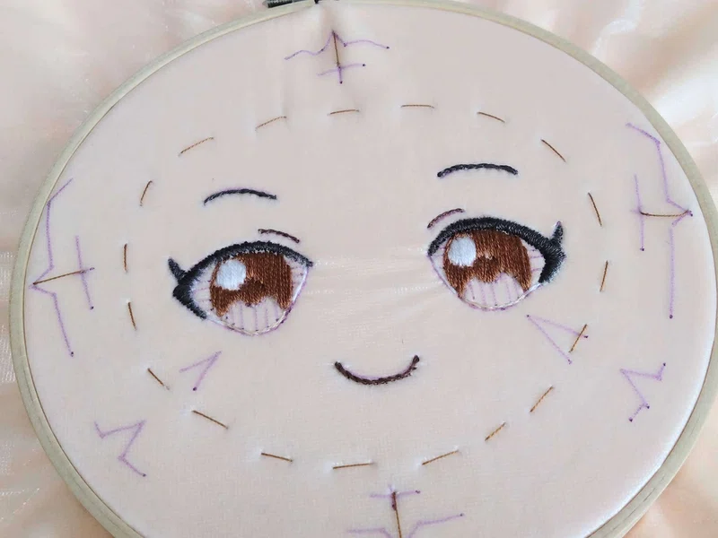 ぬいぐるみ(推しぬい)の顔の刺繍のやり方の話|きたがみ しなの