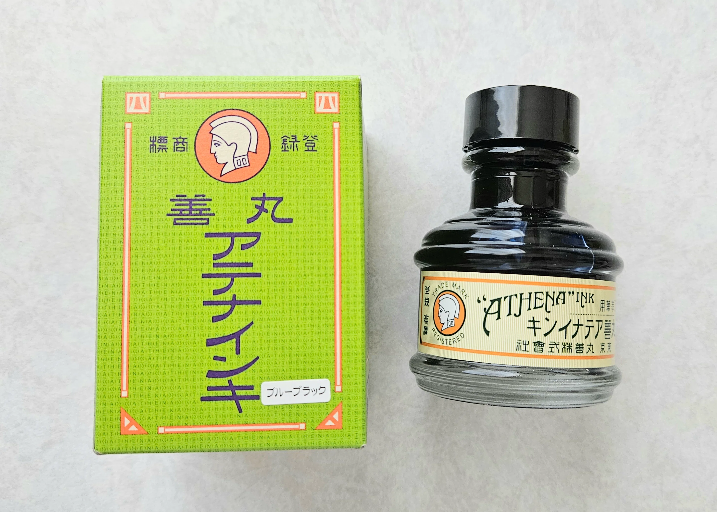 確認用 丸善 アテナ インキ止め式 万年筆 万年筆インク vol.7 丸善アテナインキ ブルーブラック｜新月