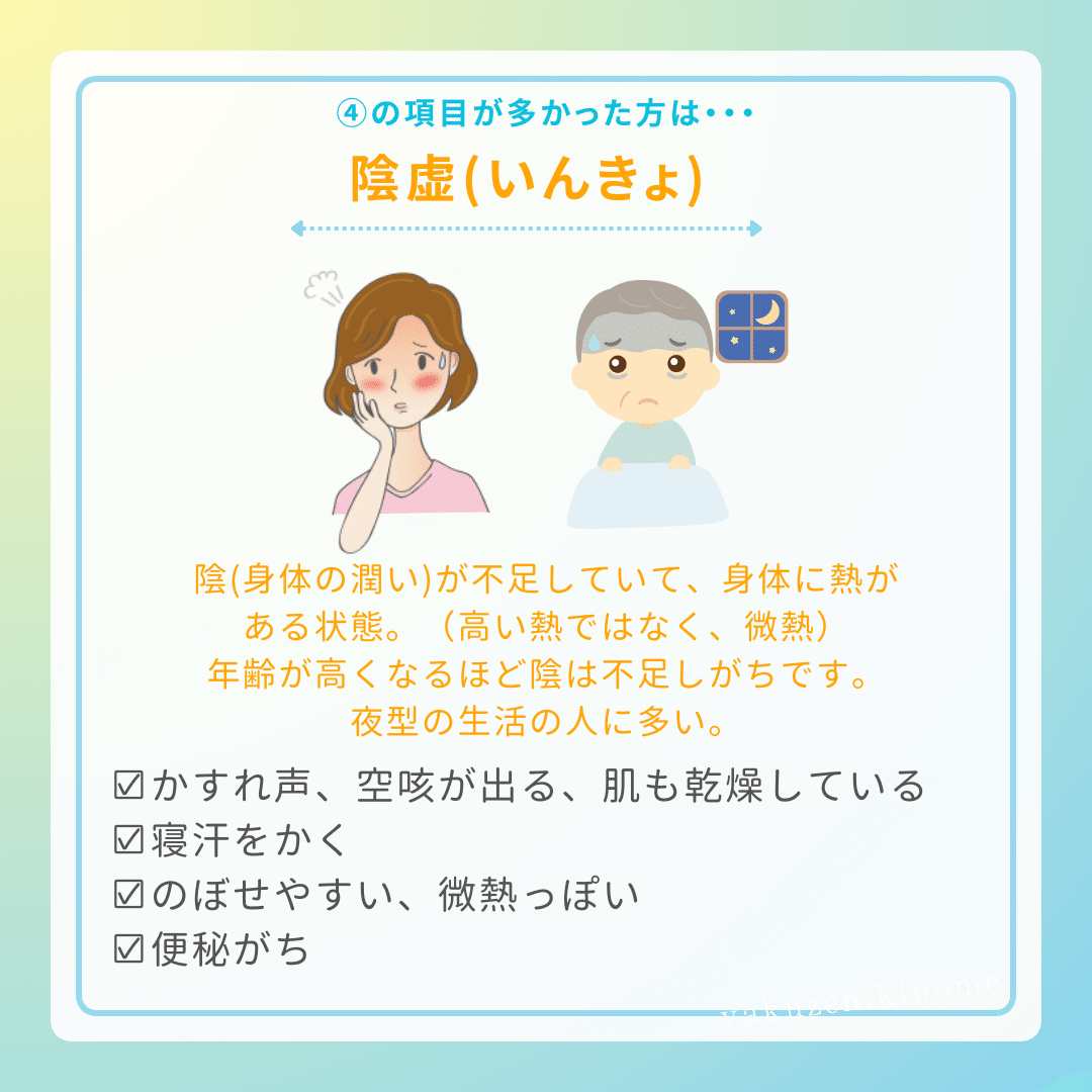 薬膳体質チェック解説④【陰虚(いんきょ)】｜薬膳教室 木の芽