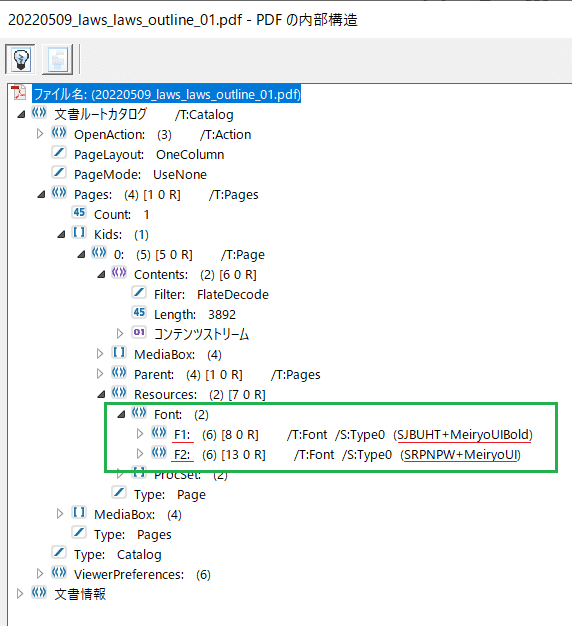 PDFで使われているフォントの詳細情報を見るツール｜G3