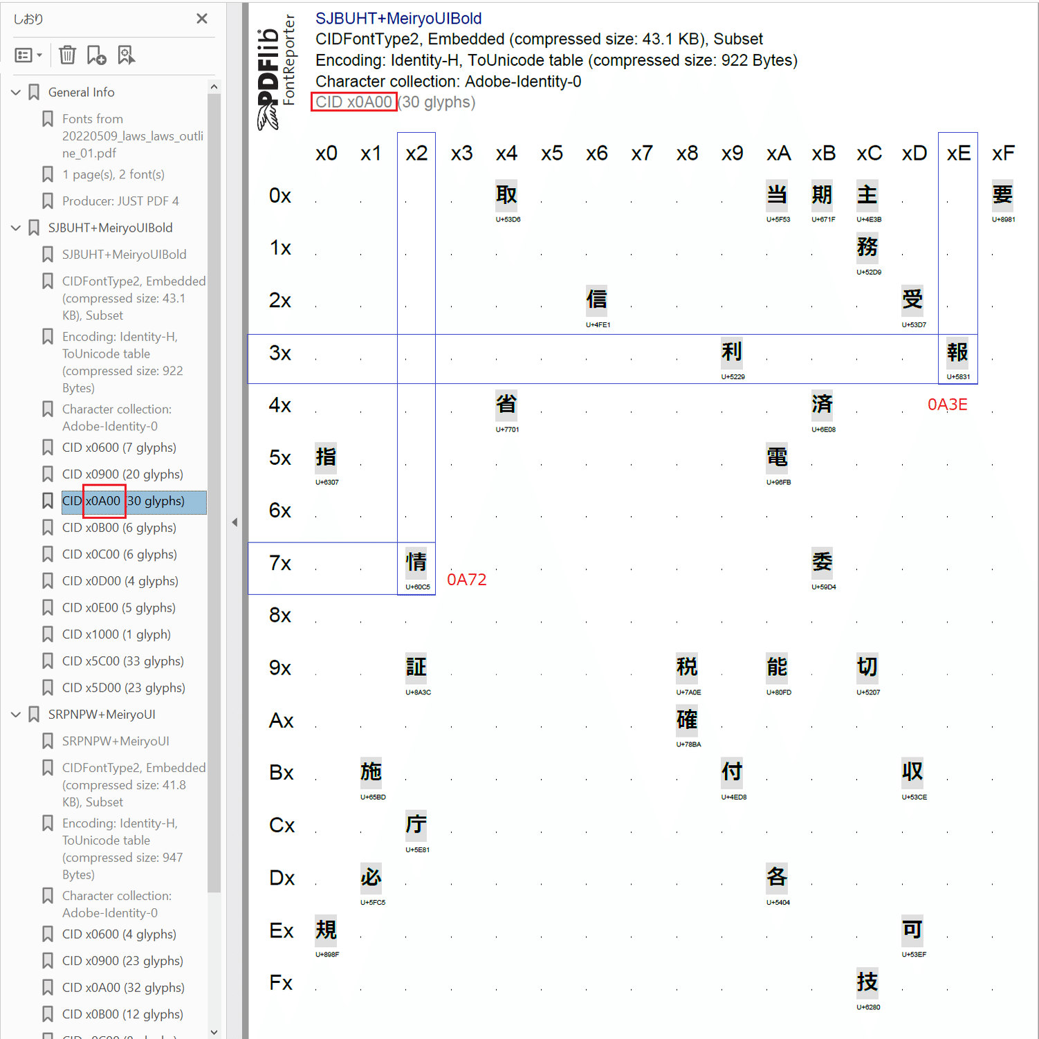 PDFで使われているフォントの詳細情報を見るツール｜G3