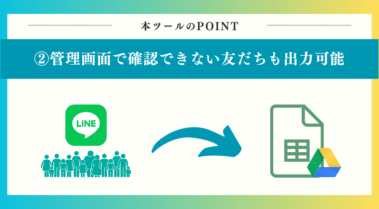 POINT2：管理画面で確認できない友だちも出力可能！