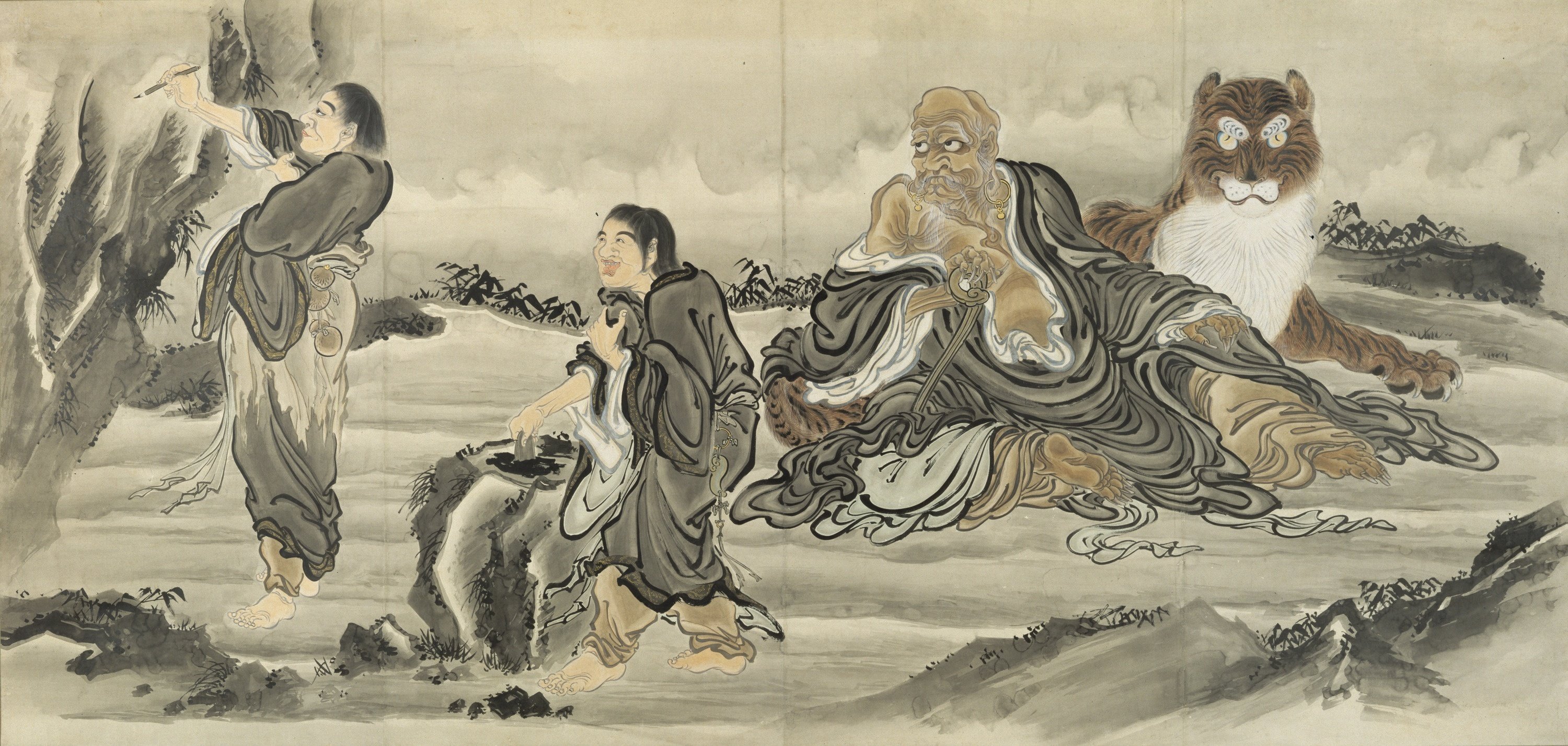 越仙作「寒山拾得図」 越仙作「寒山拾得図」