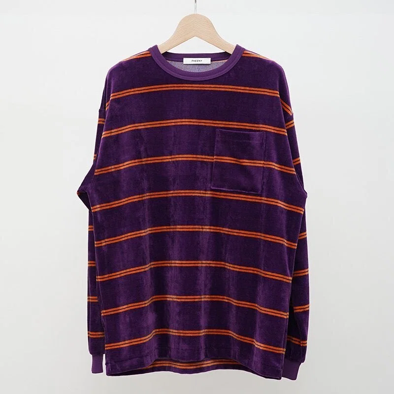 ボーダートップスも秋冬にシフト【PHEENY】Velours border L/S 
