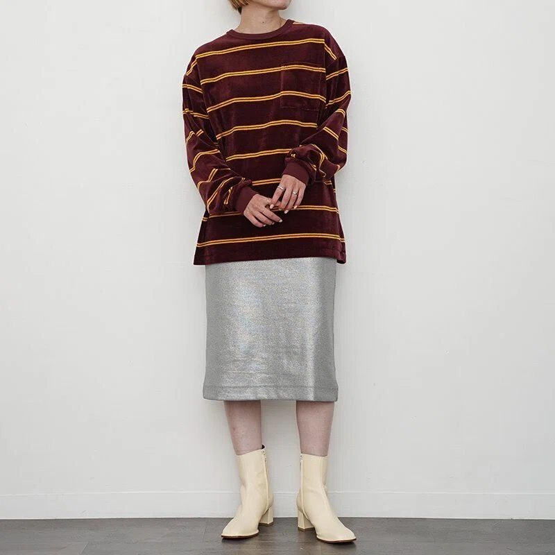 ボーダートップスも秋冬にシフト【PHEENY】Velours border L/S 