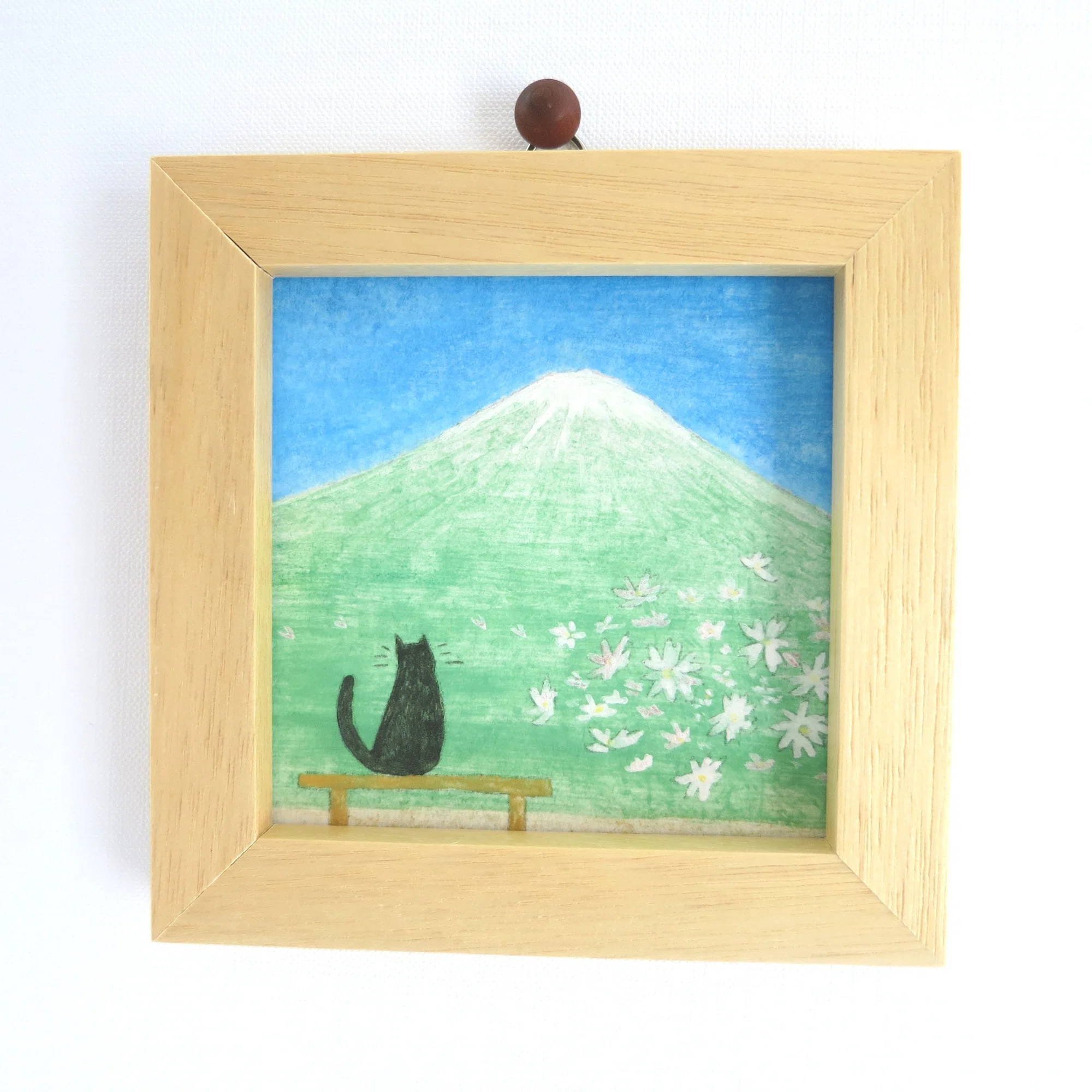 コスモスと黒猫と富士山｜森野なか