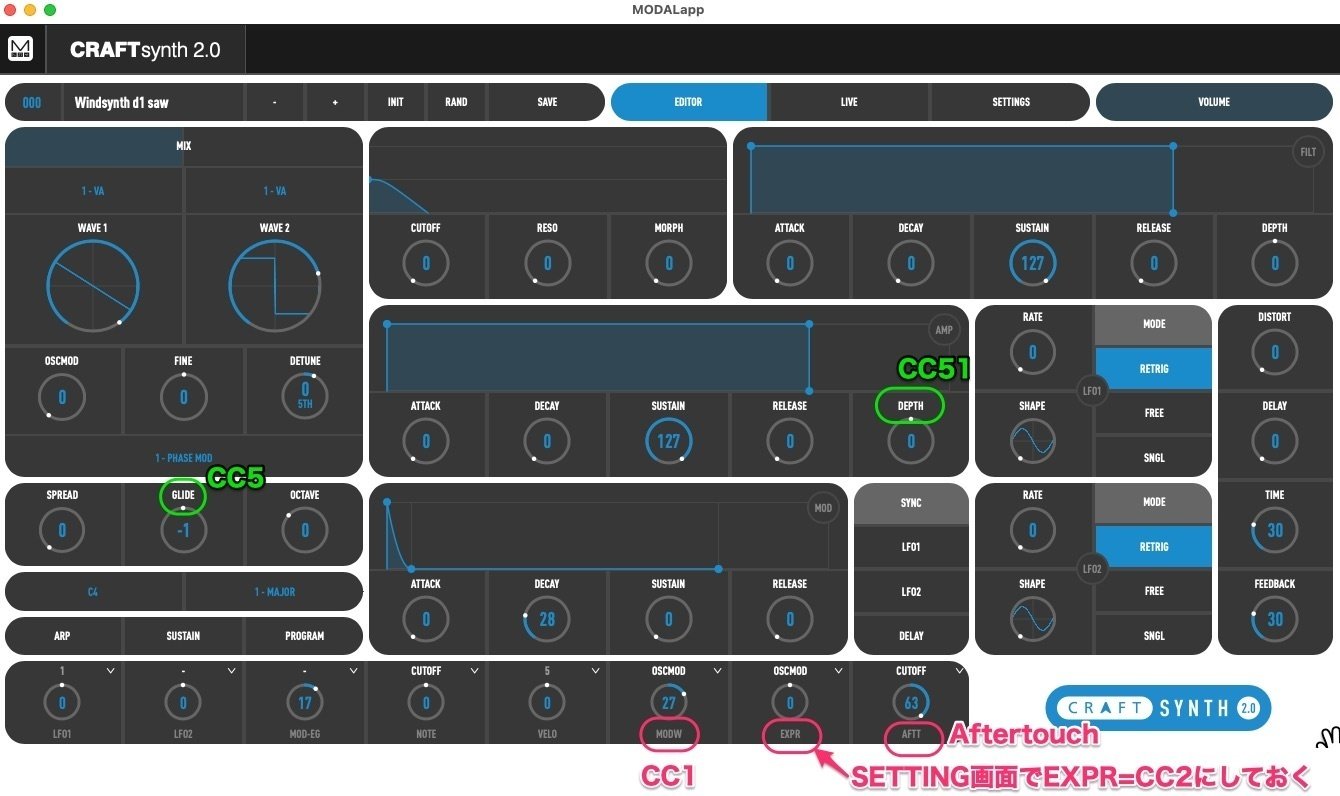 音源設定メモ08 Modal Electronics CRAFTsynth 2.0｜Windsynth