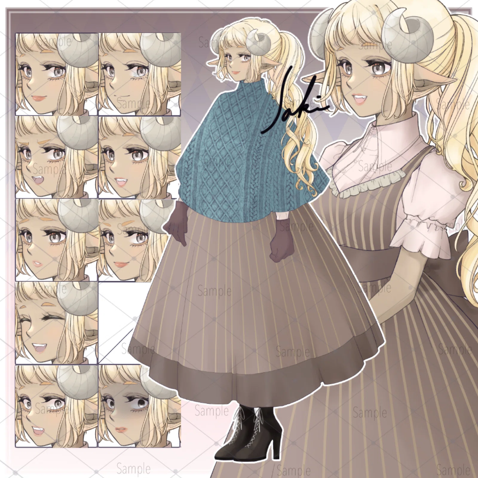 キャラ販売￤羊擬人化イメージ・巻き角褐色肌の女の子｜saki_813
