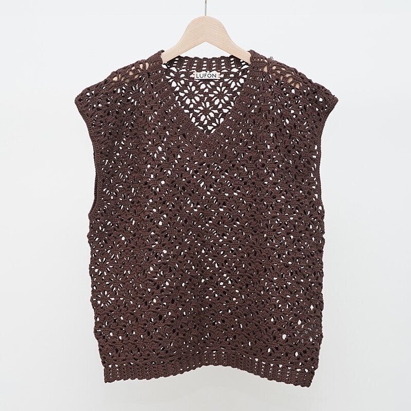 【LUFON ルフォン】CROCHET HAND KNIT VEST SHORT 手編みで作られた【LUFON ルフォン】のニットベストが入荷しま