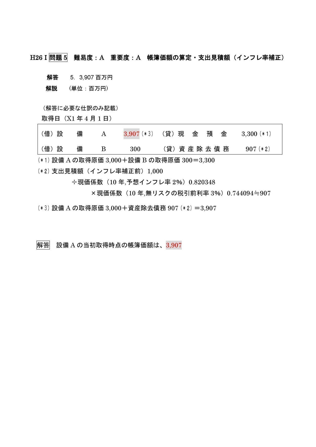 25年5月目標 財務会計論(計算)平成26年第Ⅰ回問題5 資産除去 25年5月目標 財務会計論(計算)平成26年第Ⅰ回問題5 資産除去