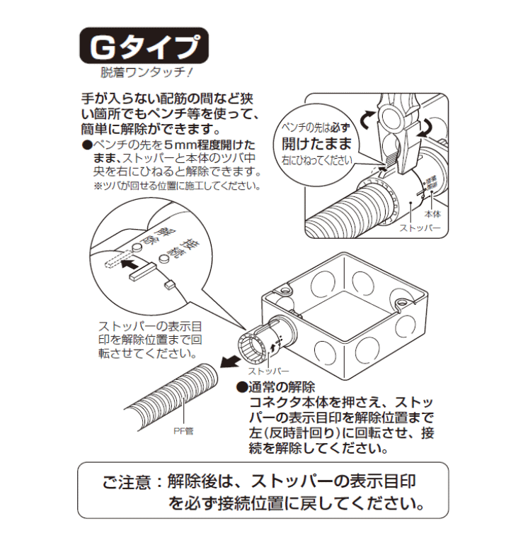 未来工業のPF管コネクタの、はめ込みの解除方法｜DIYをめぐる冒険