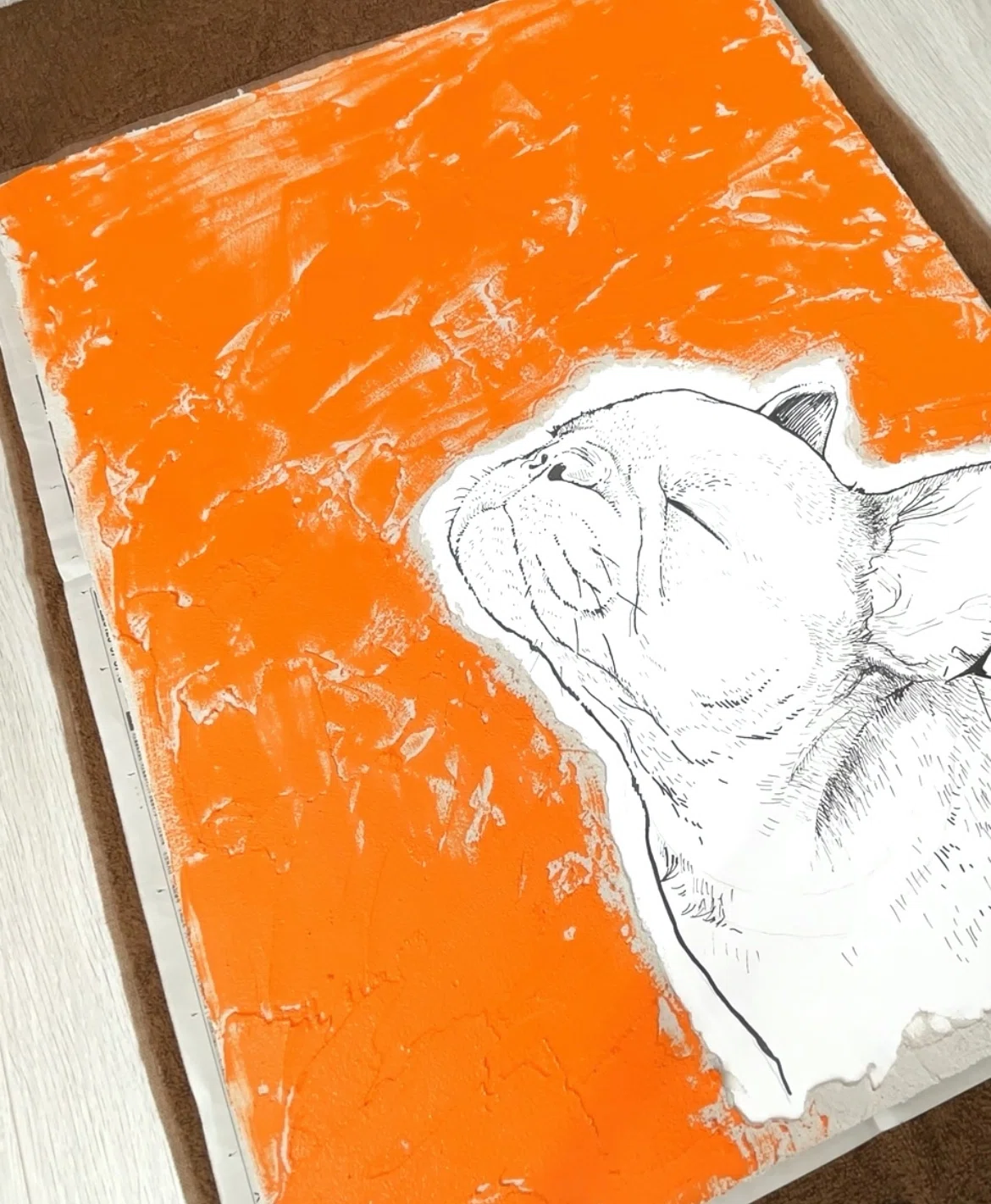 オレンジ色の象の絵画 木製パネル 木製パネル作品の2つ目はコレ｜アユミ＠絵描き