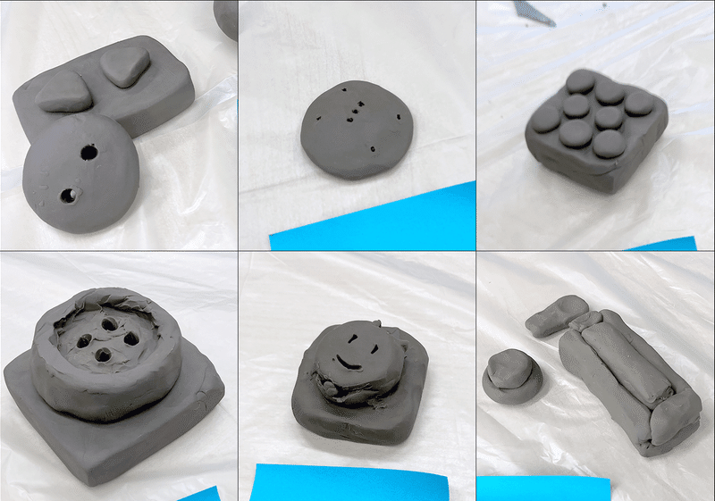 粘土で作ったボタンの造形