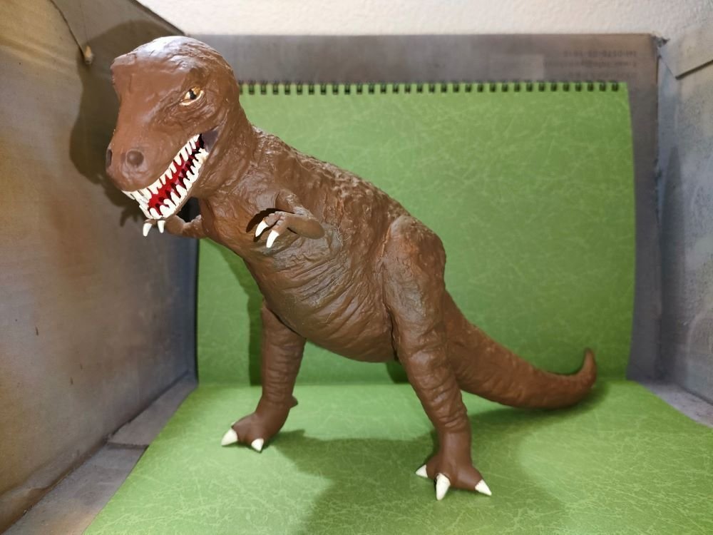 ティラノサウルス模型 全長1,020ミリ茶色 30cm級 恐竜 ティラノサウルス フィギュア 両足自立 PVC 口開閉
