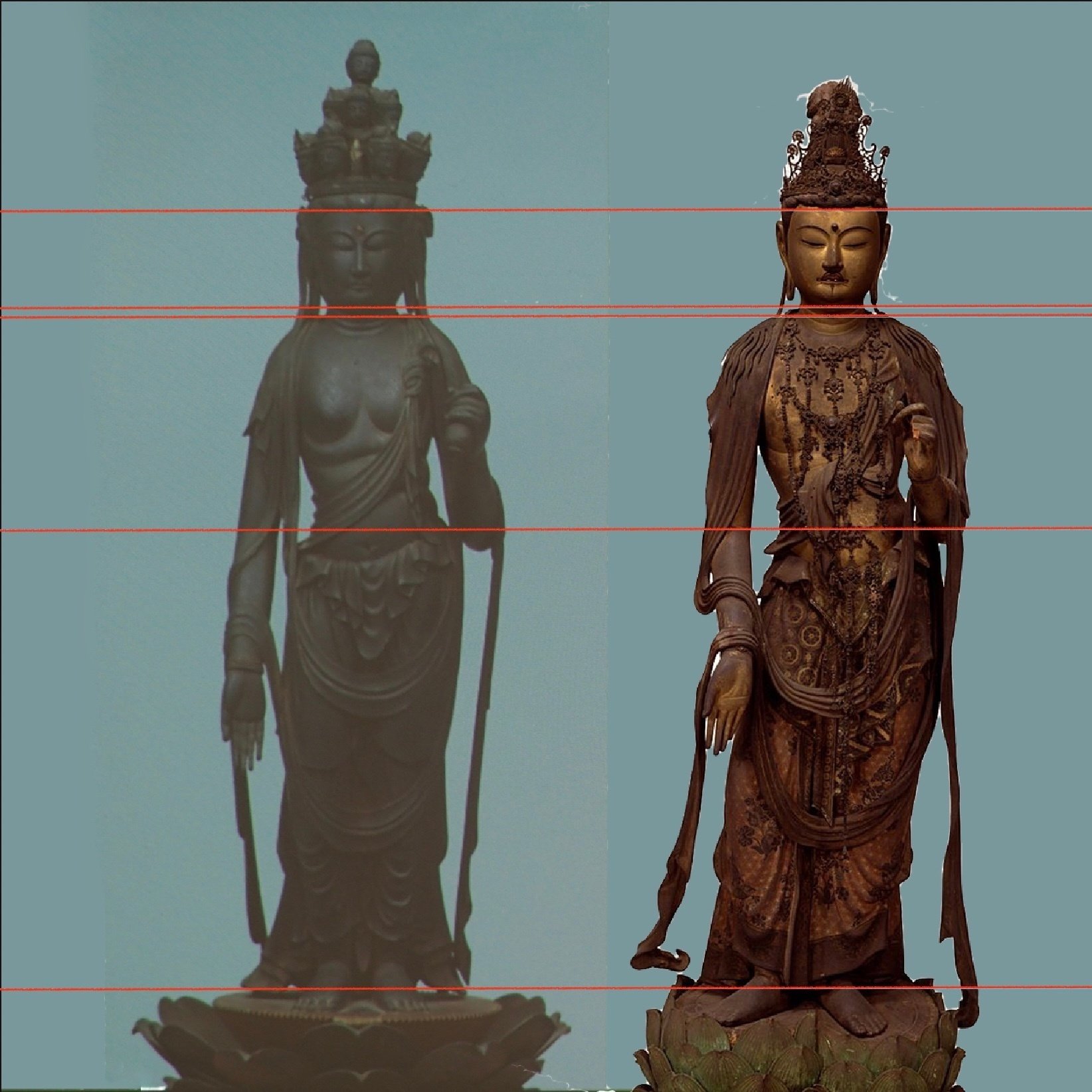 仏像　白檀製　観音　木彫 優品 仏師彫刻家榊枝岑雄白檀木彫彫刻『観音立像』置物 共箱