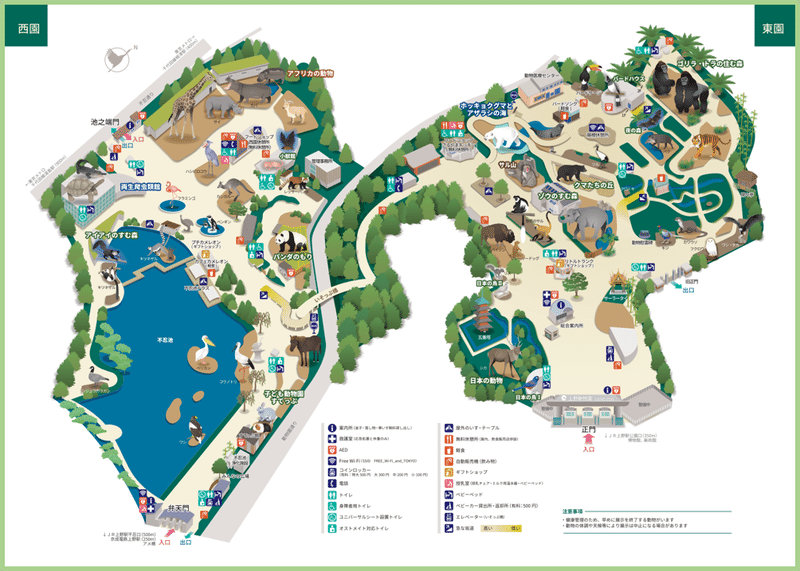 上野動物園の園内マップの画像