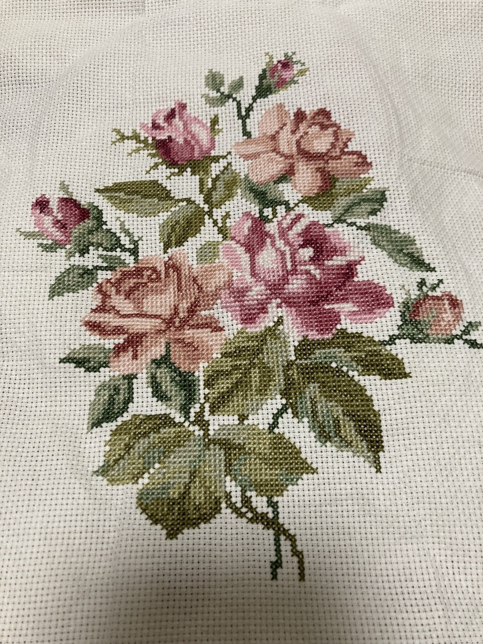 手芸の記録3.クロスステッチ2ピンクのバラ｜小松叶歩