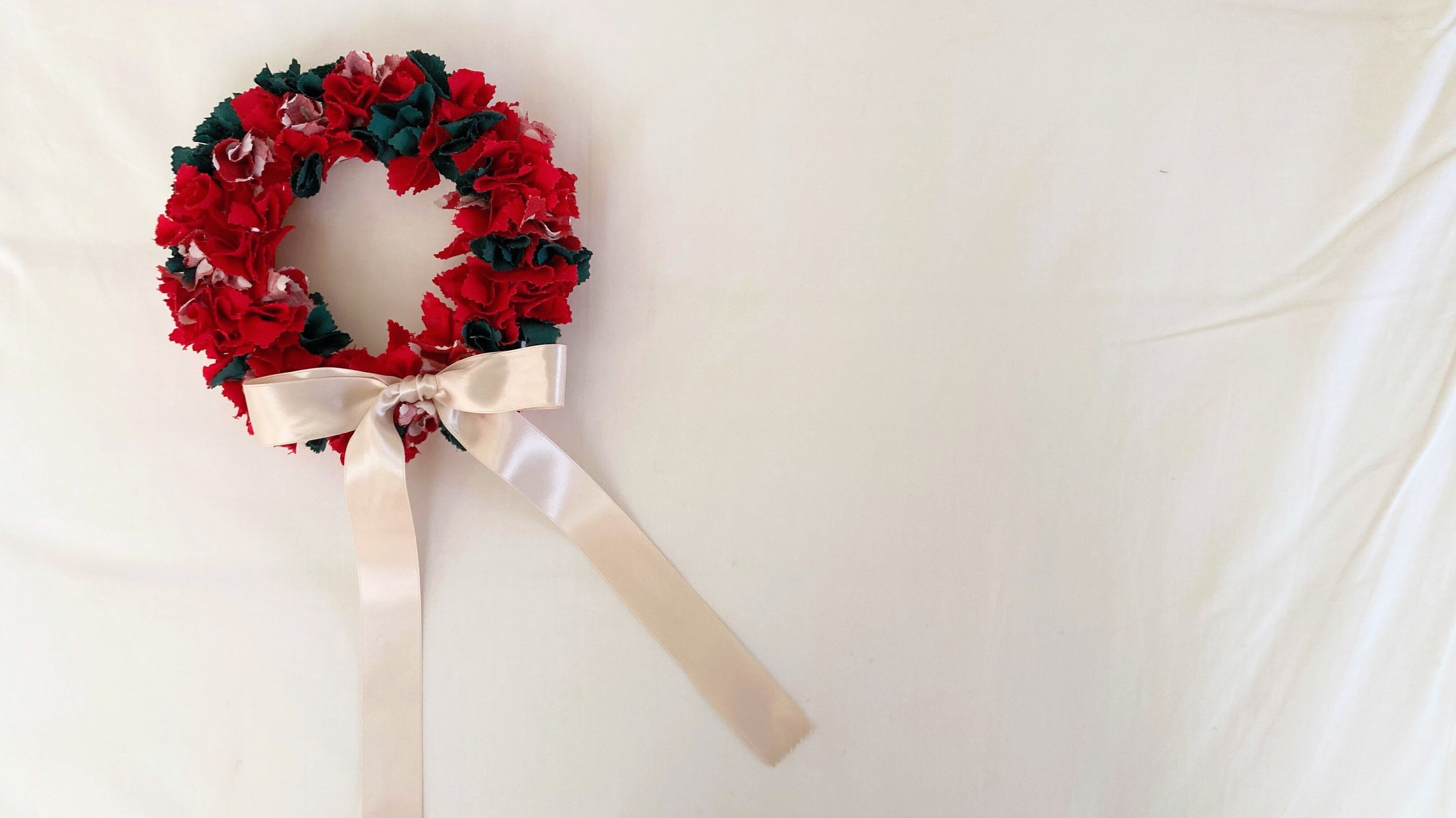 無料記事】布で作るかんたんリースの作り方（クリスマスversion