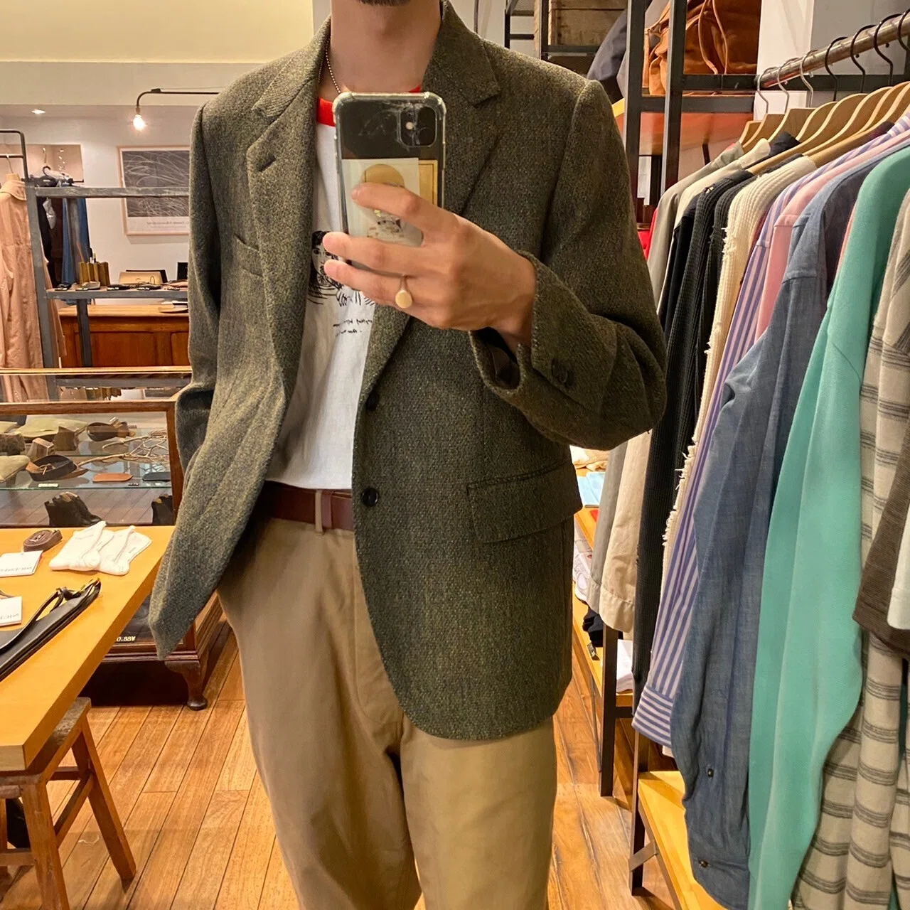 AURALEE] BRITISH WOOL TWEED OVER JACKET / A British tweed jacket 