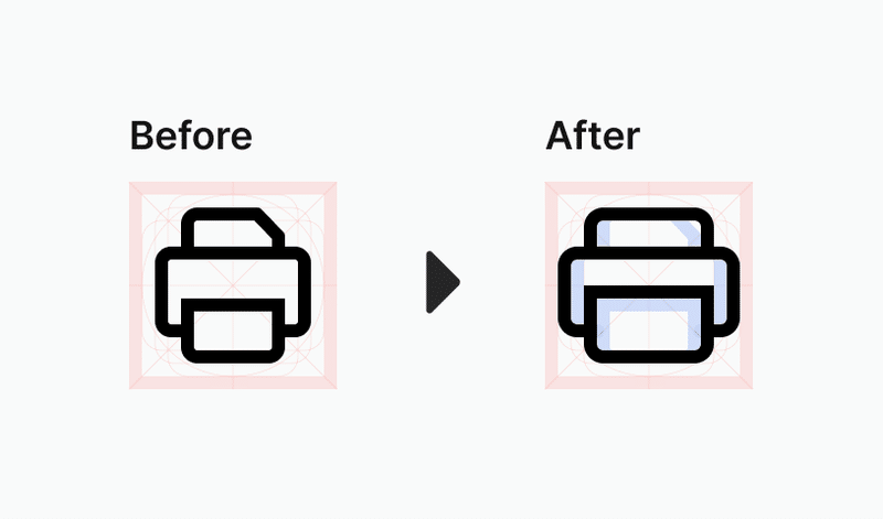 アイコン間サイズバランス改善のビフォーアフター