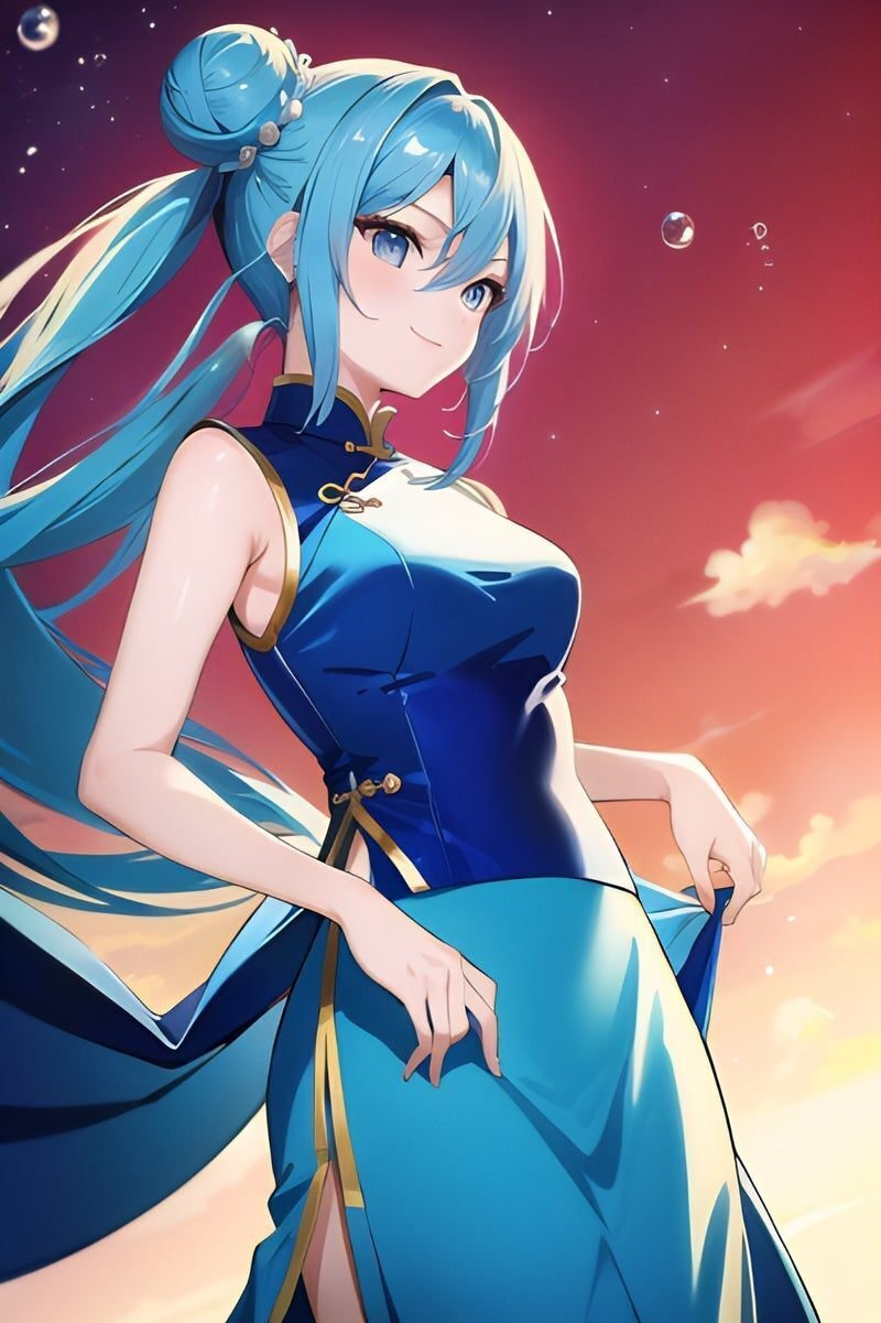 アニメキャラクター イラスト 青色 自主練習 #126 AIイラストの模写｜Lv.1→Lv.100絵描き&マンガ家_卯月桜