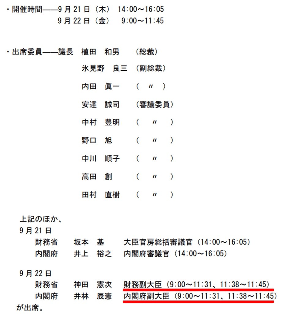 日銀決定会合における退席時間と中断時間に関するメモ｜服部孝洋（東京大学）