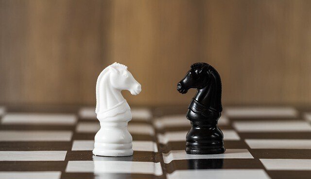 事業家集団環境で学んだビジネスにおける王道と覇道それぞれの道に進んだビジネスマンをイメージしたチェスの駒