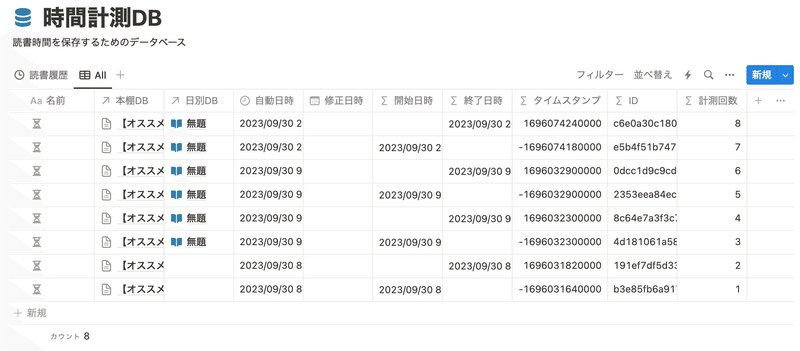 時間計測DBの全体像