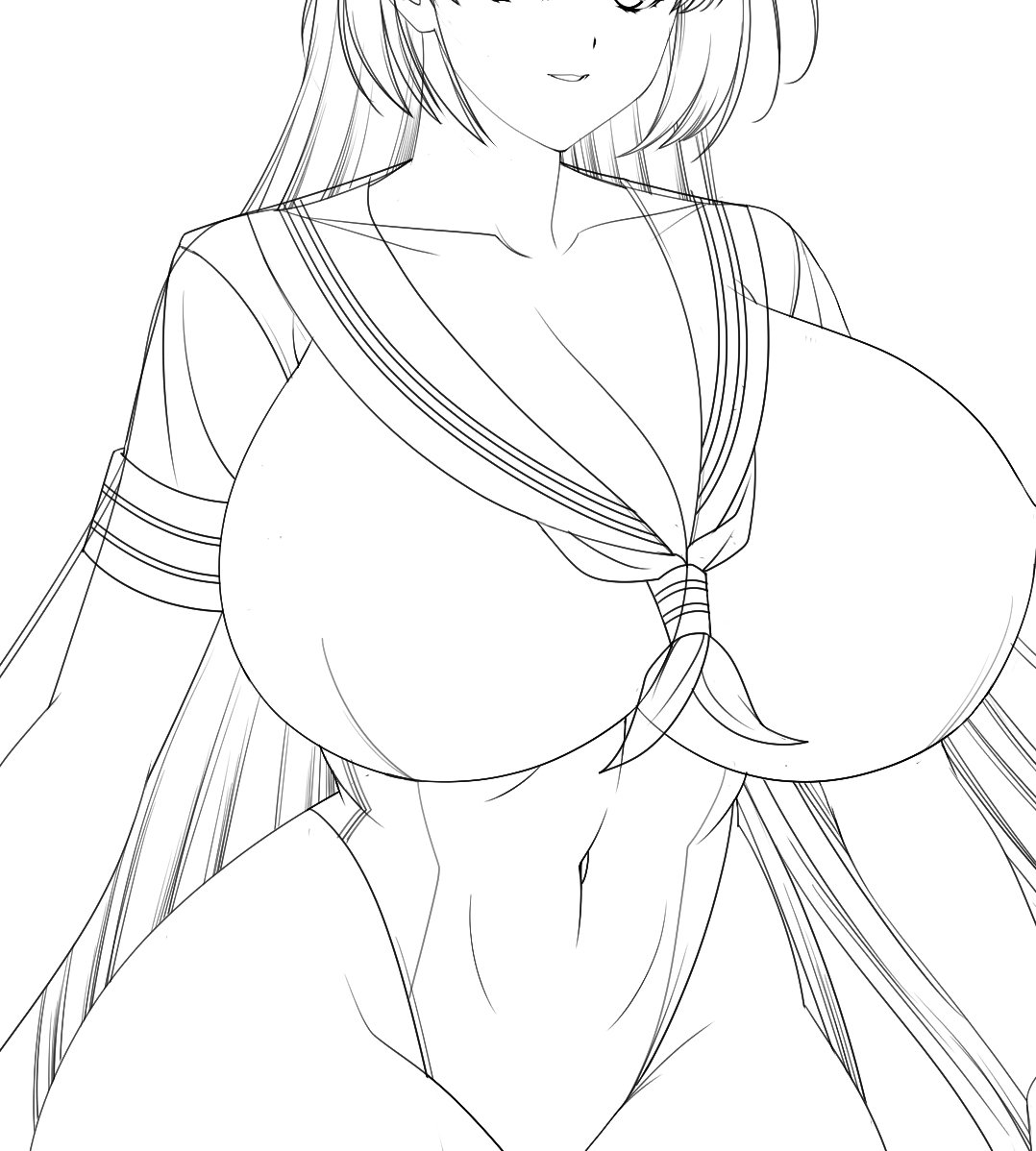 ハイレグ　JK 女ザコ】ハイレグセーラーJK【線画】｜無透（旧フリーダム）