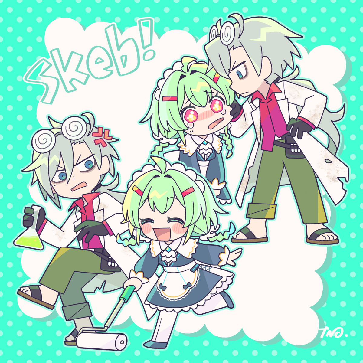 🌷描いたSkebのラフと完成品|つのじさんメモ 🌷描いたSkebのラフと完成品|つのじさんメモ