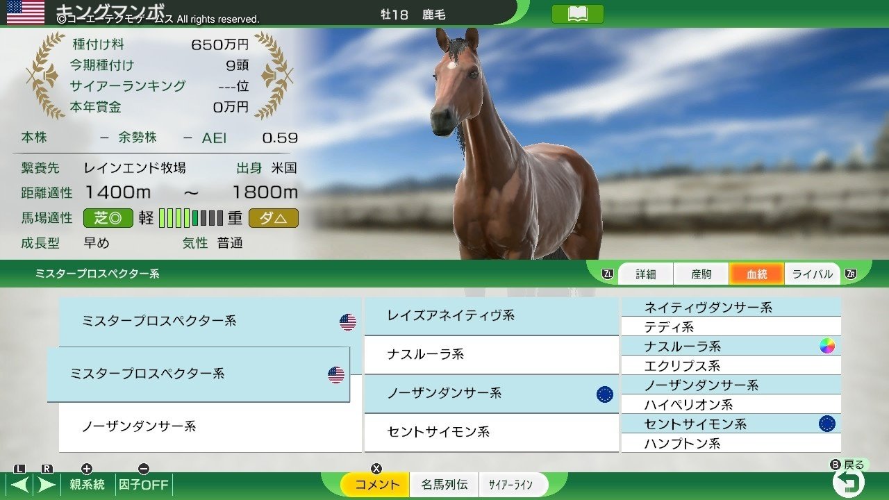 Winning Post 10 キングマンボ 系統確立｜アリゼオ