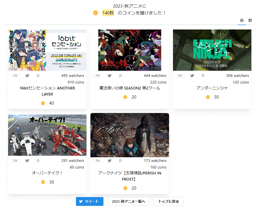 2023.10.05(木) 今期のアニメコイン決めた｜テラ