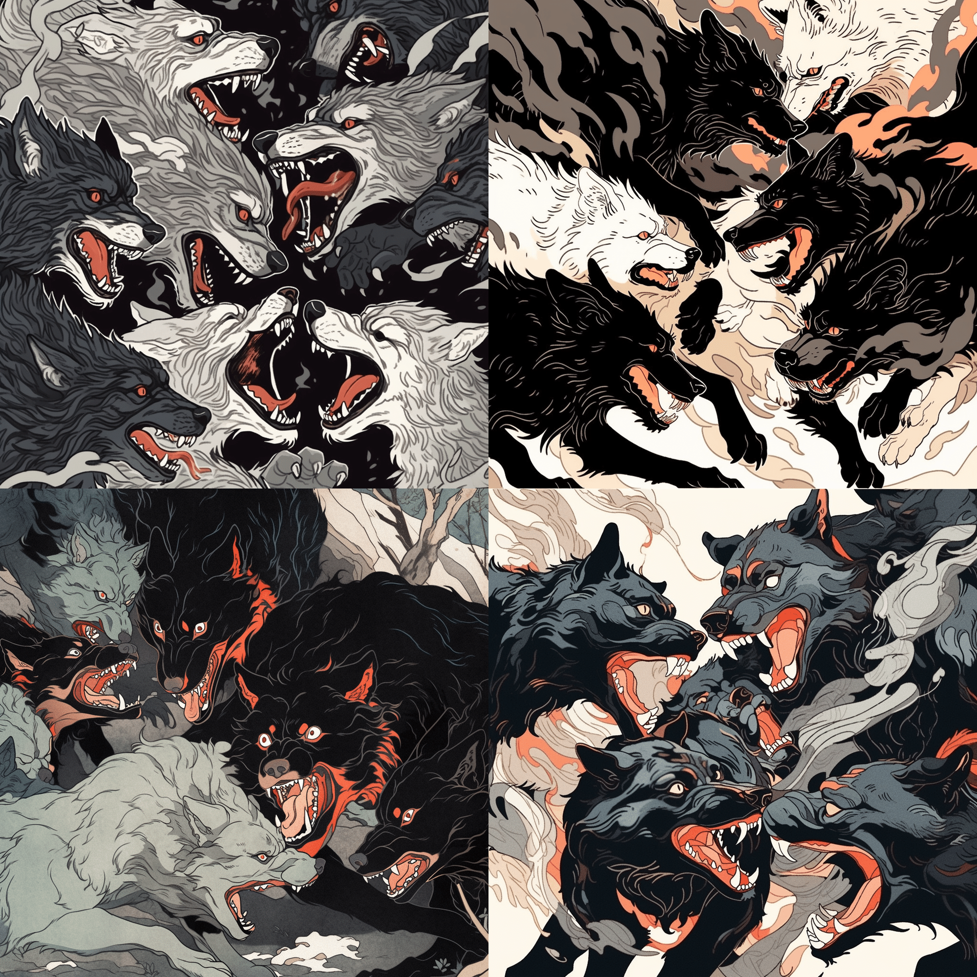 洗えます✨オオカミとフクロウ オオカミとシロクマのヴィーカ ブラック AIイラスト『白オオカミの教え』挿絵｜みれのスクラップ