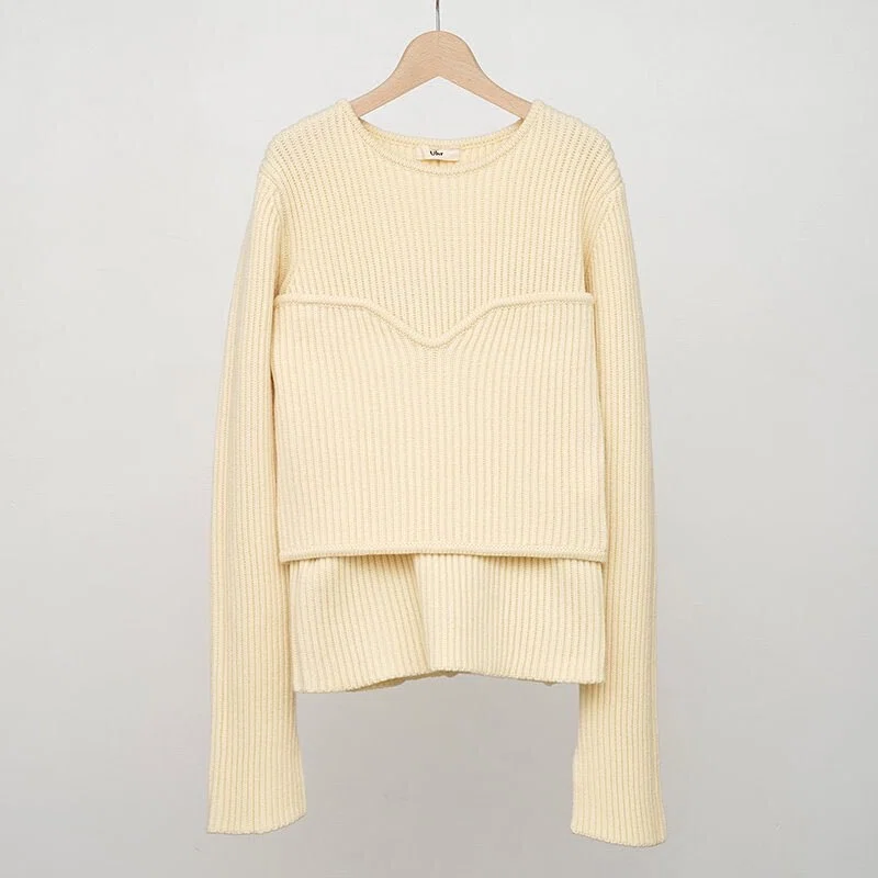 着回しを楽しめる【Uhr】Bustier combi knit｜THIRTY