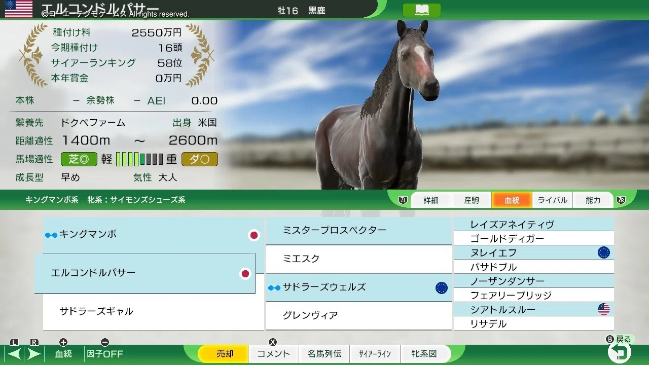 Winning Post 10 エルコンドルパサー 系統確立｜アリゼオ