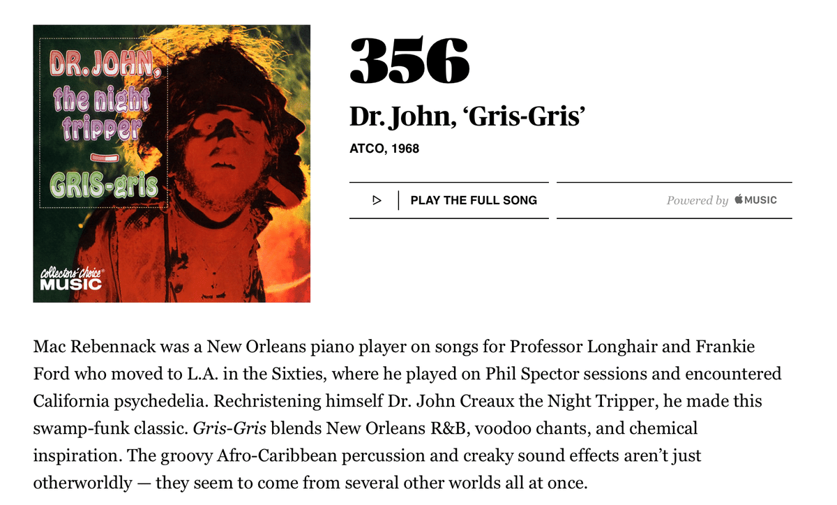 【良好品】 356位：ドクター・ジョン『Gris-Gris』（1968年）｜ローリング コレクション