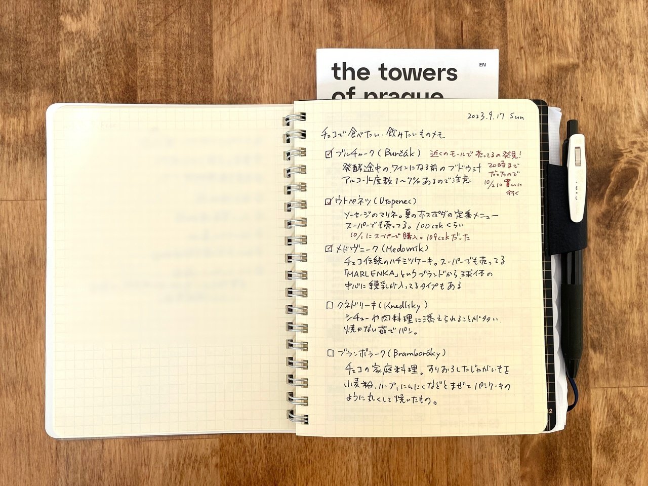 2023年秋のチェコ旅行で使った旅ノートの中身紹介【きまま日記23