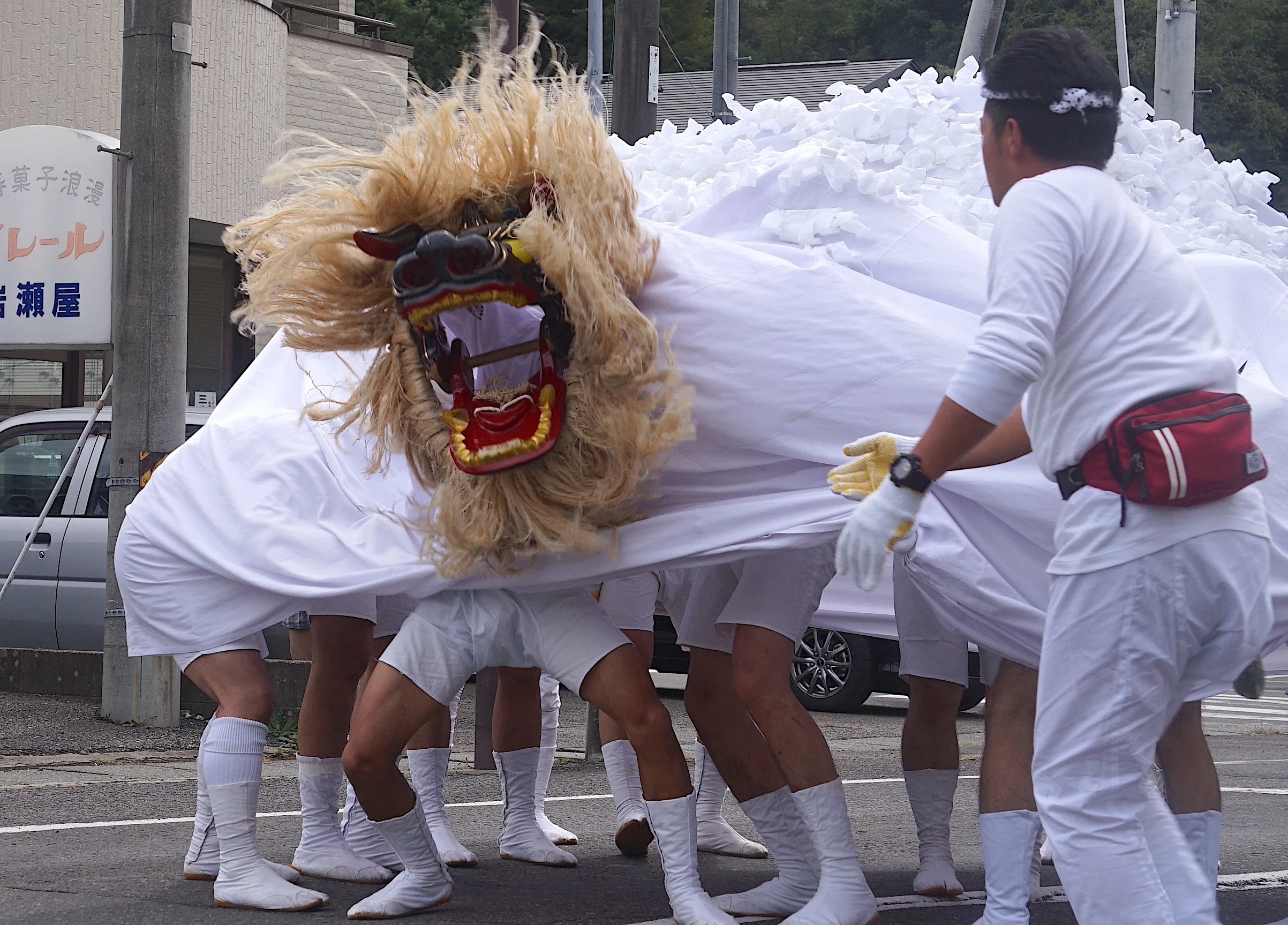 三春大神宮祭礼2日目②愛宕神社への長獅子奉納と中町・大町の山車を