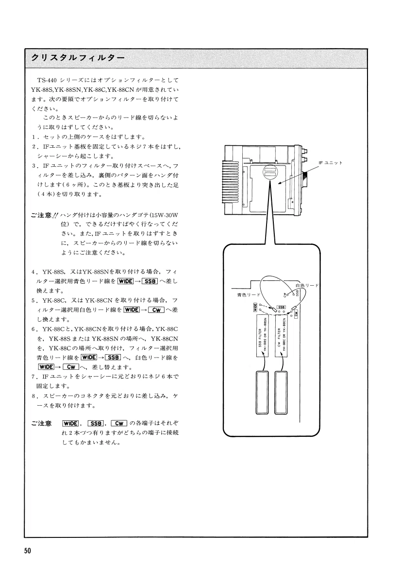 Kenwood TS-440Sにフィルターを装着する｜K. -h. I.
