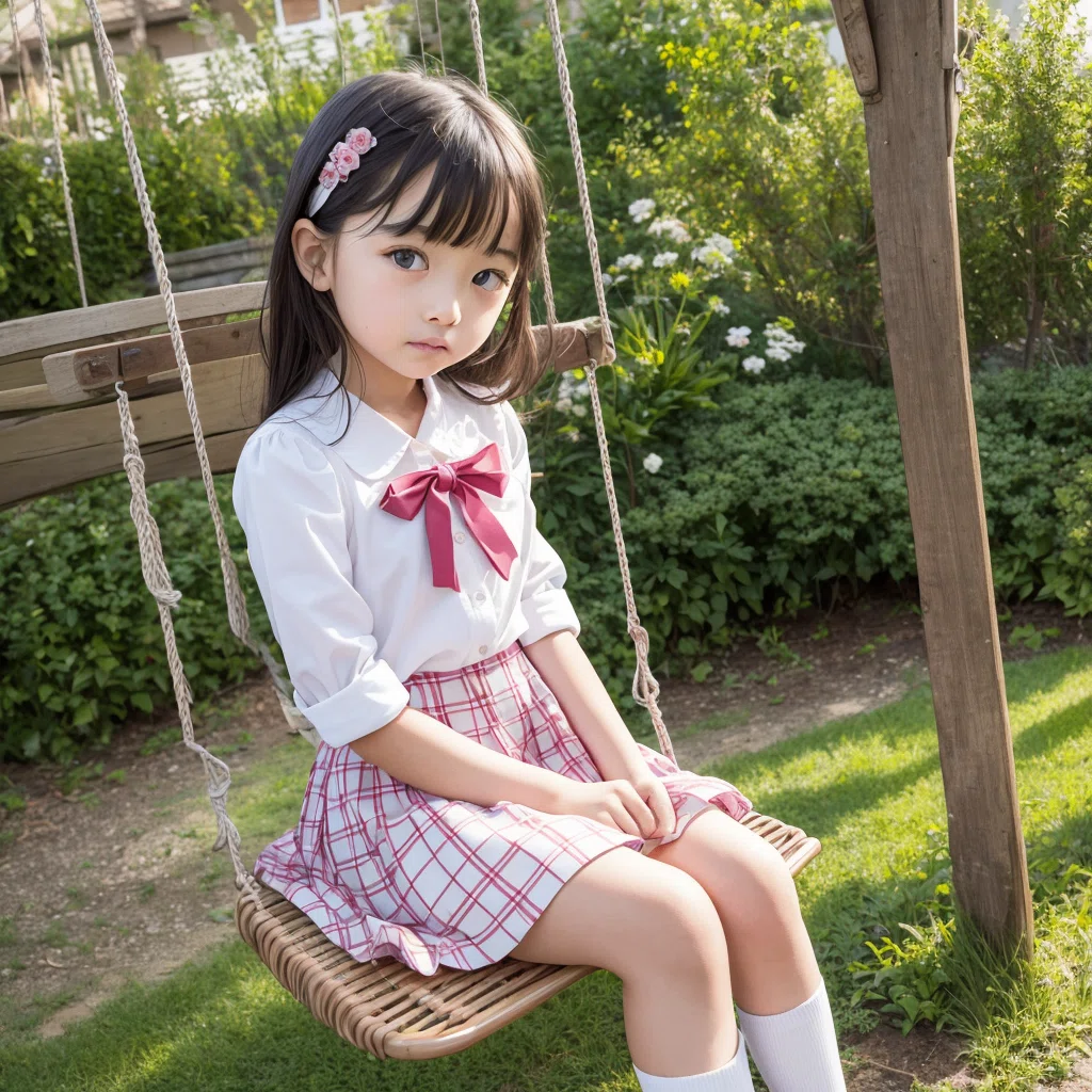 174th Attempt, Generating a Girl on a Swing: School Uniform Edition 1｜左 ...