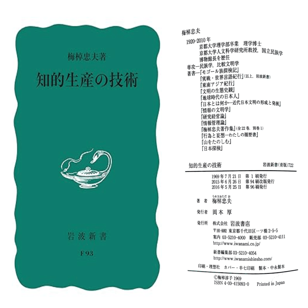 梅棹忠夫『知的生産の技術』（岩波新書、1969年）｜ムサシノヤオヤ
