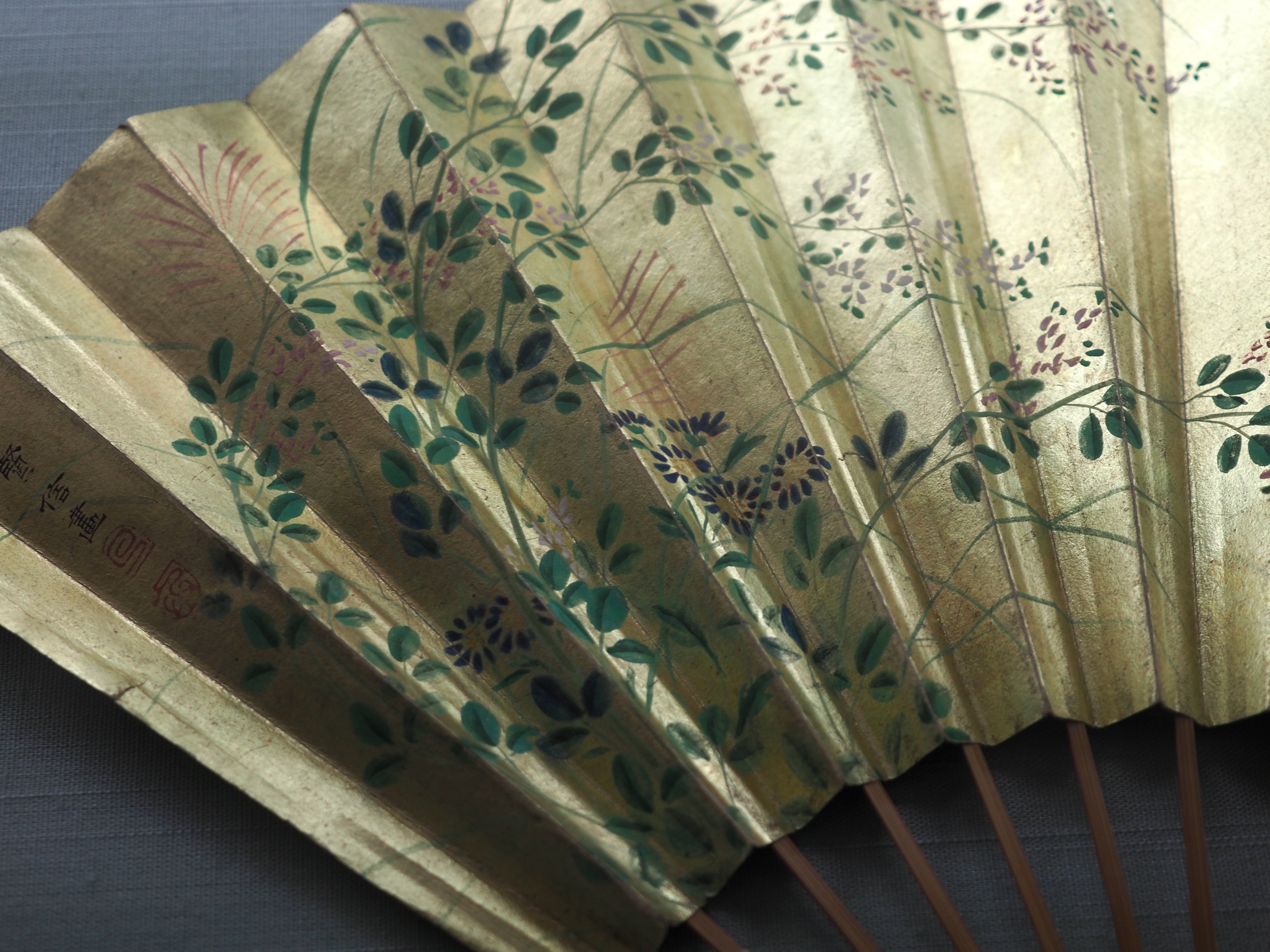 扇面 狩野融川 法眼 画家 絵師 狩野派 直筆 扇 燕 風鈴 書画骨董