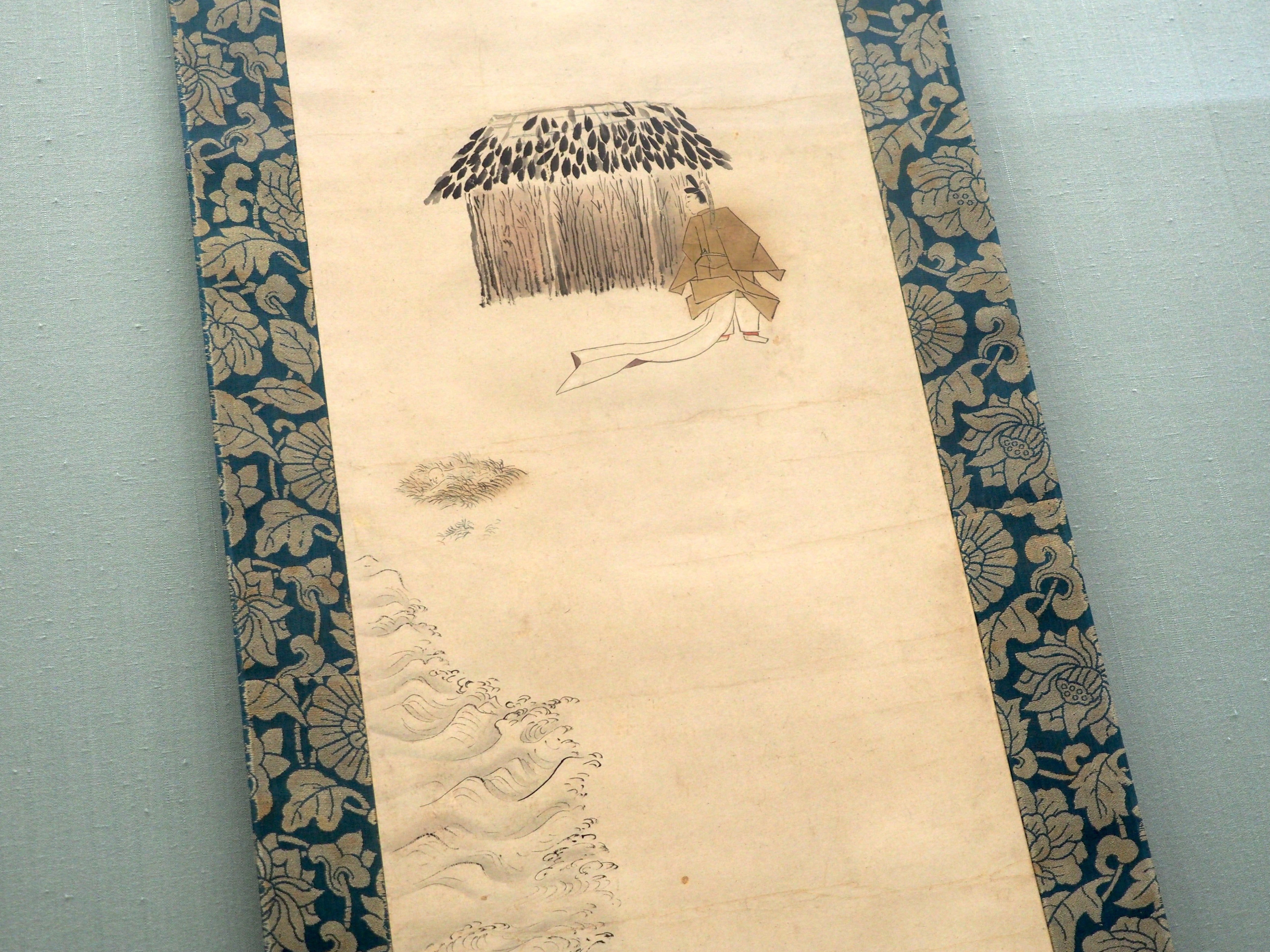 【値下げ】美術複製 百人一首色紙　狩野探幽画 Yahoo!オークション - 【佳香】狩野探幽 『百人一首 紫式部』日本画 絹