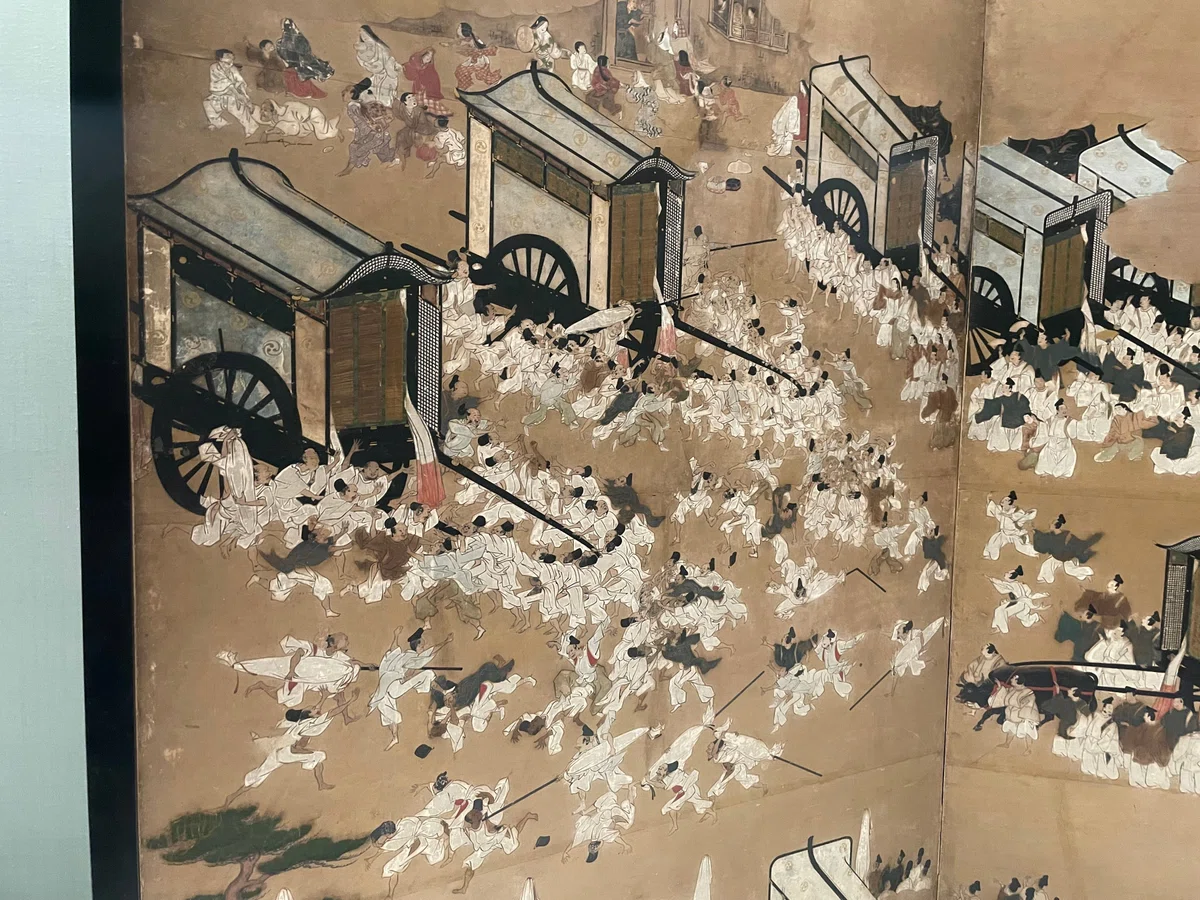 京都の葵祭りの絵 達成可能な 狩野派の弟子ではと。
