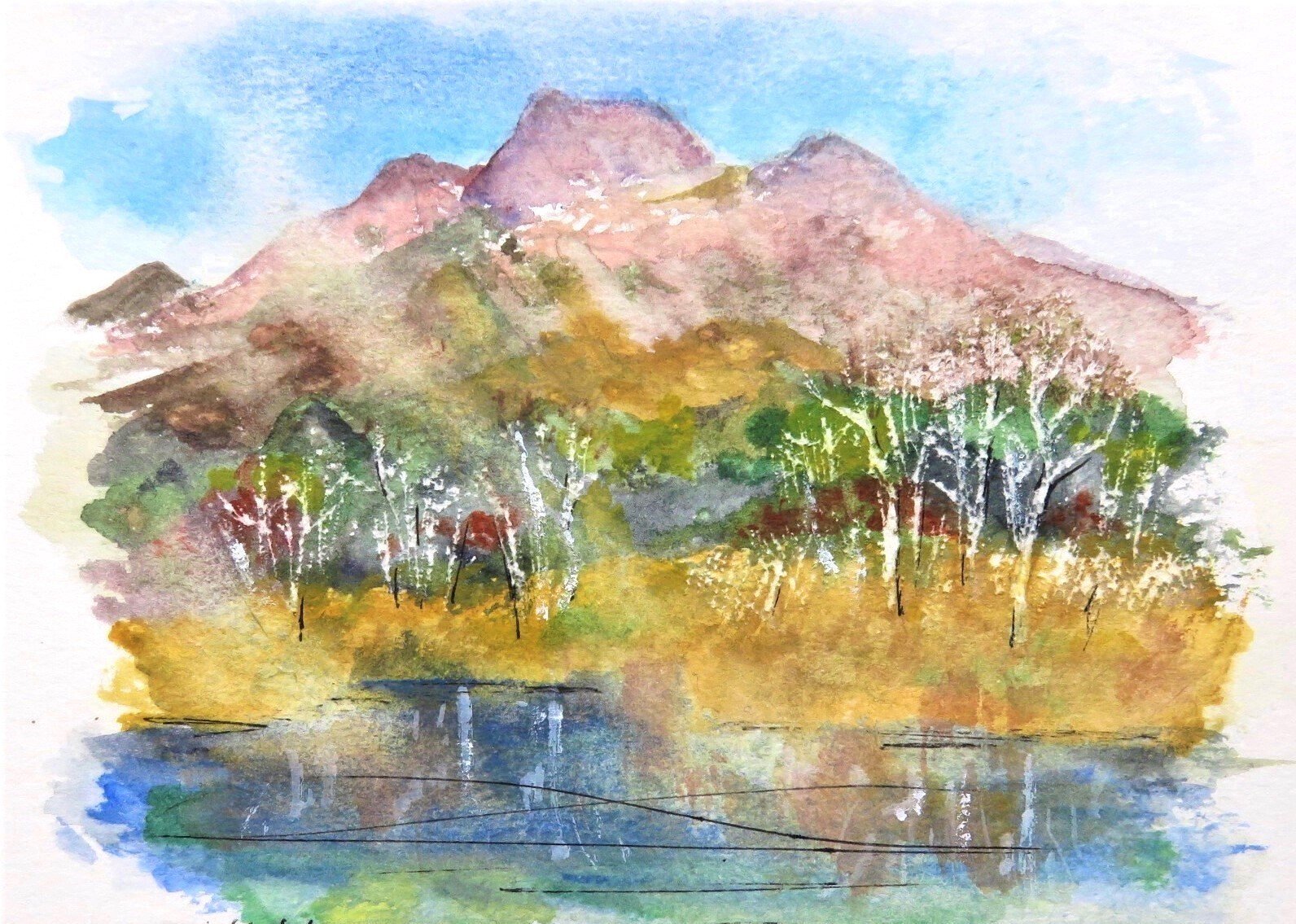 水彩スケッチ（秋の妙高山）｜続・画楽舎便り